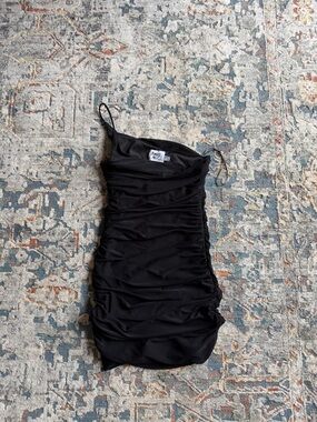 Princess Polly Ruched Black One-Shoulder Dress